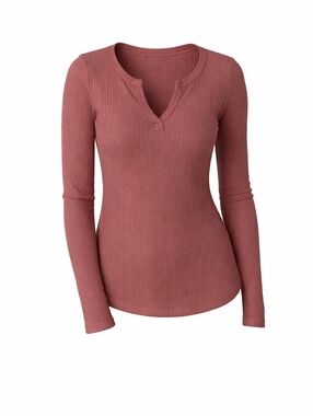 Pulse Pink Waffle Knit Long Sleeve Top